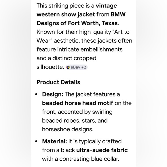 BMW Vintage Black Embroidered Horse Jacket; Has shoulder pads; Size M - Picture 8 of 9